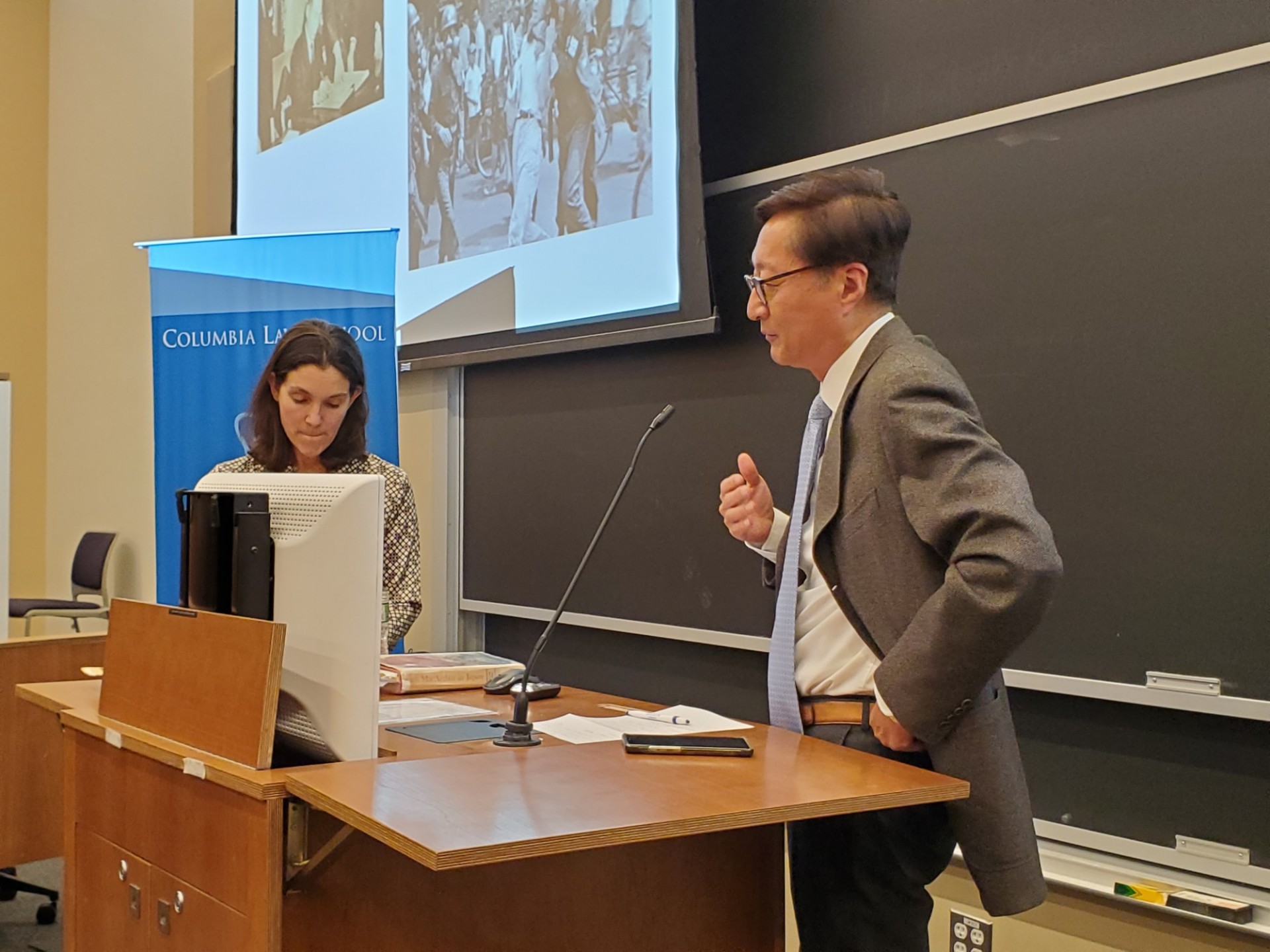 Professor Alexis Dudden and Center Director Jeong-Ho Roh Two people speaking
